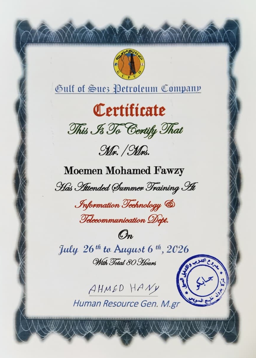 GUPCO summer IT and telecommunications training certificate